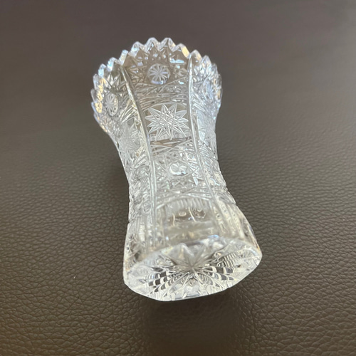 ビンテージ 花瓶 クリア 透明 コレクションケース ガラス フラワーベース アンティーク フラワーベース クリスタル カットガラス 透明 花瓶