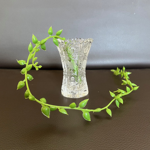 アンティーク フラワーベース クリスタル カットガラス 透明 花瓶