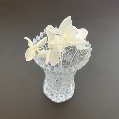 アンティーク フラワーベース クリスタル カットガラス 透明 花瓶