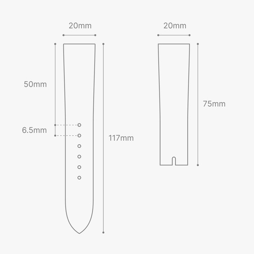 腕時計ベルト ボックスカーフ 20mm ｜総手縫い 高級革使用
