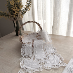 レースクロス ハンドメイド テーブルセンター リネン 手刺繍 レース