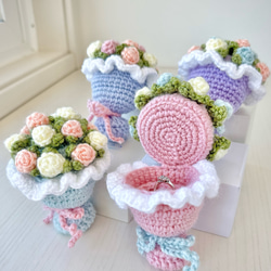 かぎ針編みのラベンダーのブーケ』編み物 枯れない花 毛糸 ニット 花束