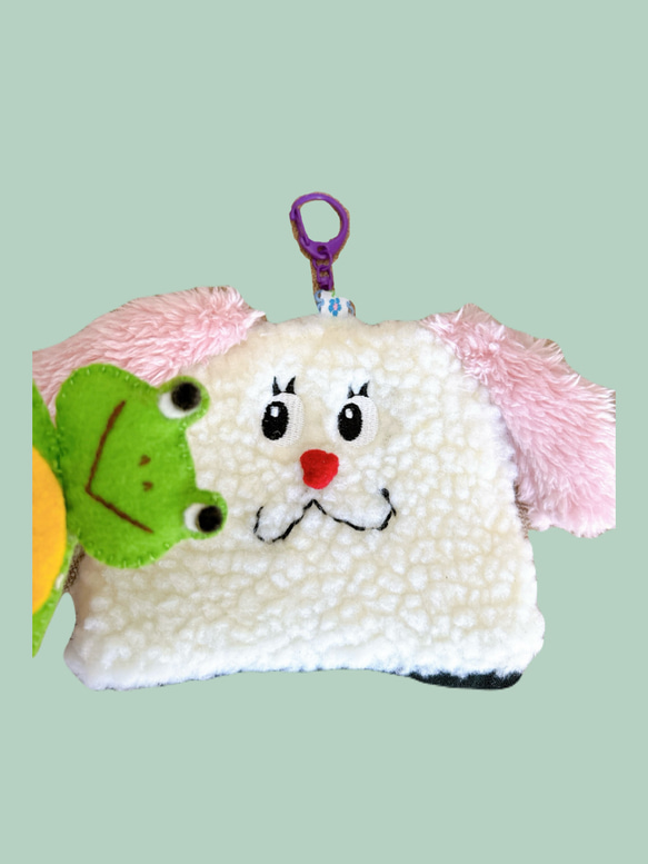 ぬいぐるみ リメイク ハンドメイド ふわふわ村の仲間たち】ふわふわおかおポーチ リメイク小物