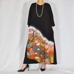 淡いフローラル柄が美しい着物リメイクブルゾン 絹ジャケット 3XL