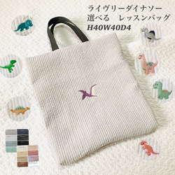 ライヴリーダイナソー　選べるレッスンバッグ　H40W40D4 ヌビ　入園入学準備　お稽古バッグ　通園バッグ　絵本バッグ 1枚目の画像