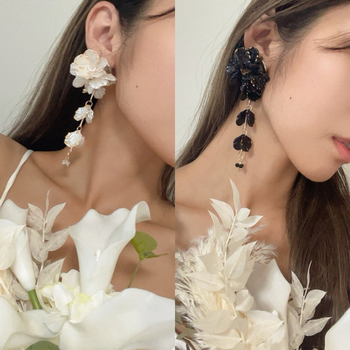 大ぶり フラワーピアス ロングピアス 揺れる ロング フラワー 花