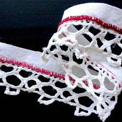 フランス 綿レース 30cm単位 クリーム色 レース 刺繍 アンティーク