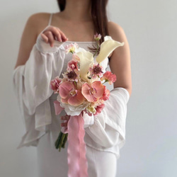 peach♡ アーティフィシャルフラワーブーケ ウェディングブーケ
