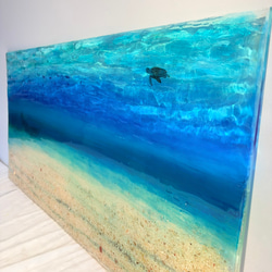 壁飾りアートパネル ブルーシーのビーチ 砂浜 水面80×70 その他