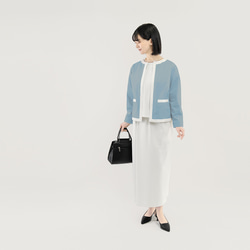 楽なのにきちんと見える｜洗えるジャケット バイカラー ブルー｜通勤・オフィス・お出かけ｜CORALIE-2JK-BU 4枚目の画像