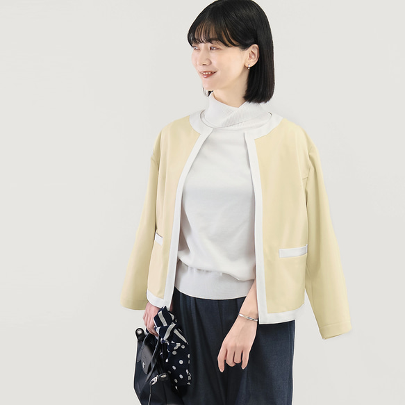 楽なのにきちんと見える｜洗えるジャケット バイカラー ブルー｜通勤・オフィス・お出かけ｜CORALIE-2JK-BU 8枚目の画像