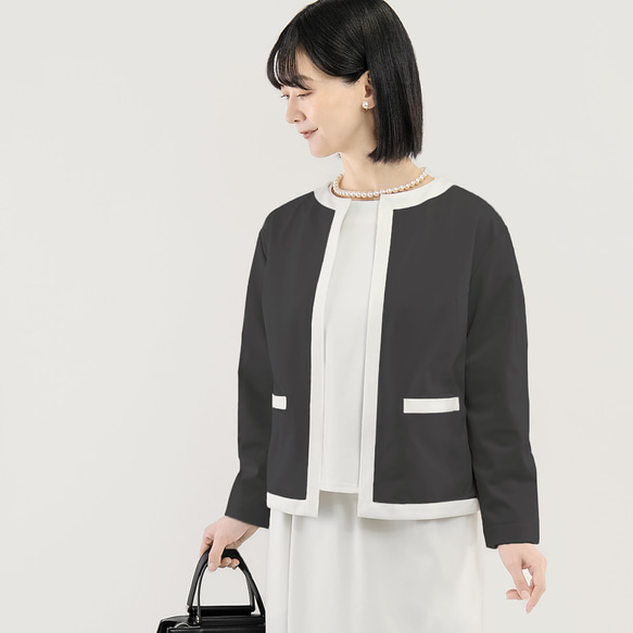楽なのにきちんと見える｜洗えるジャケット バイカラー ブルー｜通勤・オフィス・お出かけ｜CORALIE-2JK-BU 17枚目の画像