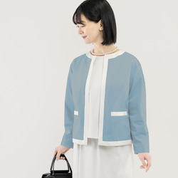 楽なのにきちんと見える｜洗えるジャケット バイカラー ブルー｜通勤・オフィス・お出かけ｜CORALIE-2JK-BU 3枚目の画像