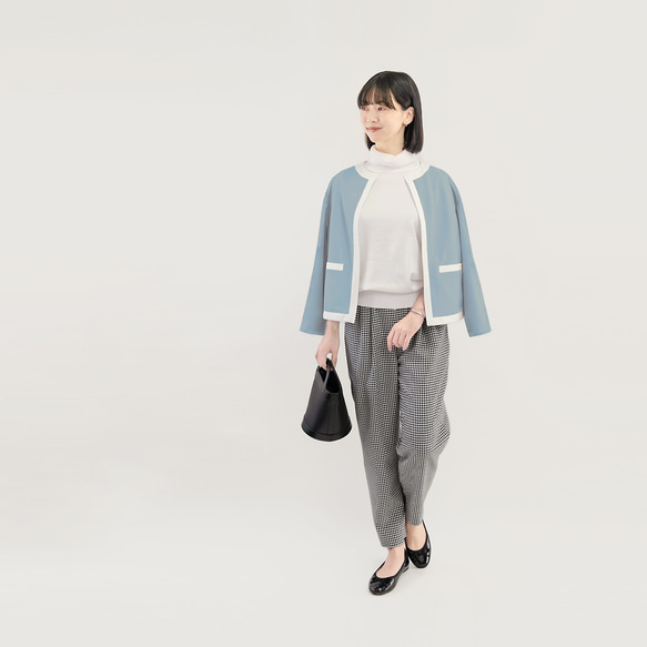 楽なのにきちんと見える｜洗えるジャケット バイカラー ブルー｜通勤・オフィス・お出かけ｜CORALIE-2JK-BU 6枚目の画像