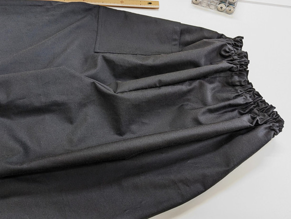 ◆お試し価格◆ワイドパンツ◆　コットンツイル・ブラック 1枚目の画像