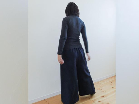 ◆お試し価格◆ワイドパンツ◆　コットンツイル・ブラック 8枚目の画像