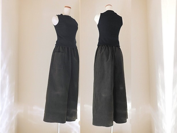 ◆お試し価格◆ワイドパンツ◆　コットンツイル・ブラック 13枚目の画像