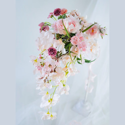 桜ピンクのふわふわリース アーティフィシャルフラワー リース Peony