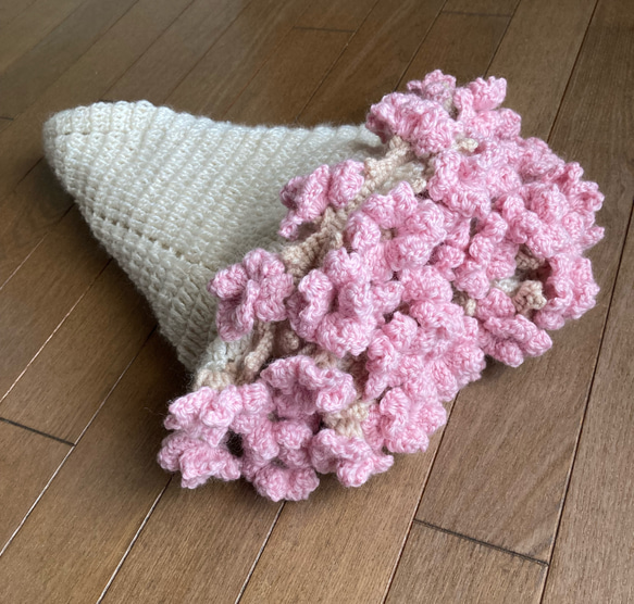 桜の花束ブランケット】桜のブーケブランケット｜かぎ針編み｜出産祝い