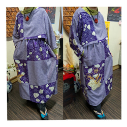 小紋(絹と化繊)の着物からのセットアップ 着物リメイク セットアップ