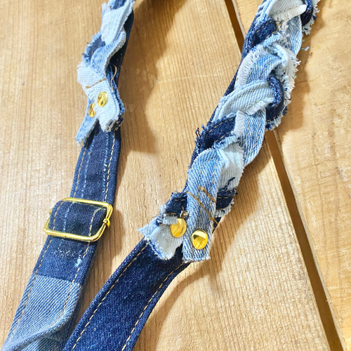 デニム リメイク バッグ ショルダーストラップ ストラップ 編み編み