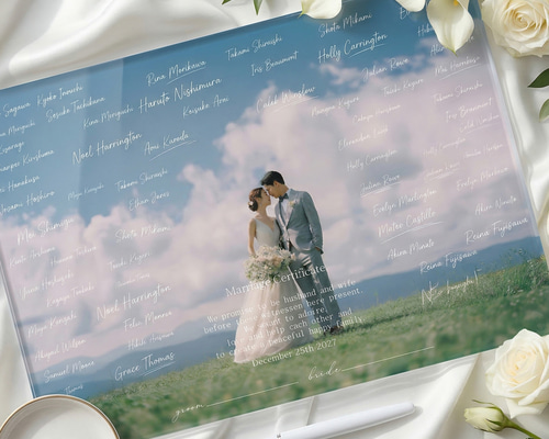 アクリル結婚証明書｜ゲスト参加型｜送料無料｜写真ウェルカムボード