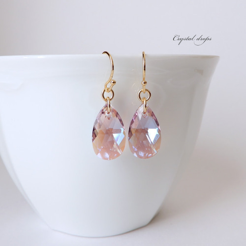 SALE》大人の桜色 しずく 高品質クリスタル ピアス(イヤリング
