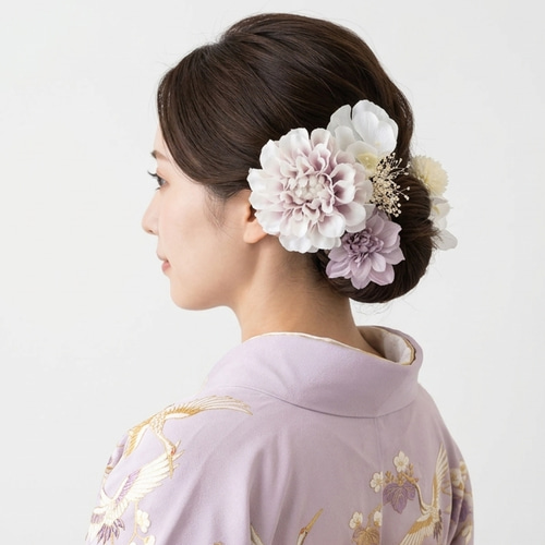 淡いピンク紫の髪飾り｜成人式・卒業式・結婚式・前撮りに【.184