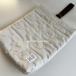 くまさん刺繍キルトキルティング 座布団カバーウレタンセット 防災頭巾