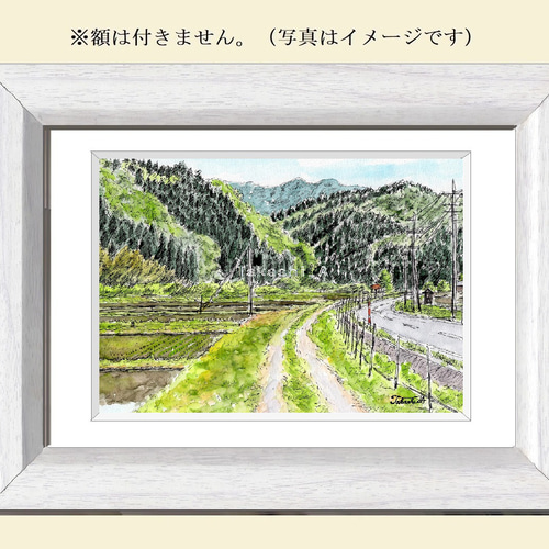 原画一点物「田舎道」 ＜ペンスケッチ＋透明水彩＞ 絵画 Takashi.A
