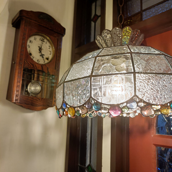 drops lamp ステンドグラス ランプ 直径約30cm LED付 ペンダント