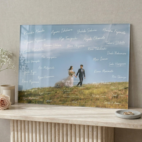 アクリル結婚証明書 ゲスト参加 写真 結婚式 ウェルカムボード
