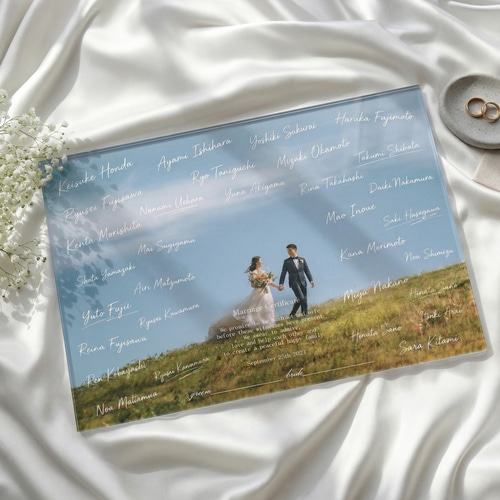 アクリル結婚証明書 ゲスト参加 写真 結婚式 ウェルカムボード