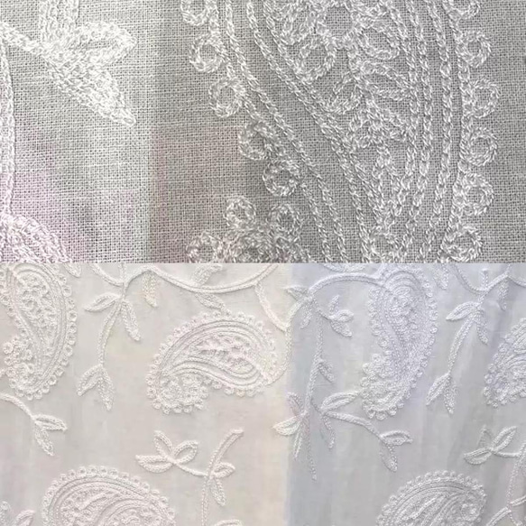 春夏【ホワイト】コットンリネン刺繍ブラウス｜涼しい・体型カバー・エンブロイダリー 8枚目の画像