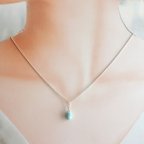 silver925 ラリマー ドロップカット ネックレスチャーム