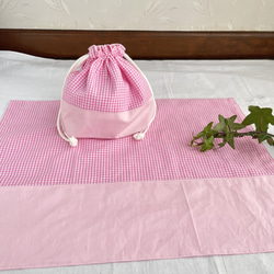 お弁当袋とランチョンマットのセット(ピンク花柄) 弁当袋 petit-monet