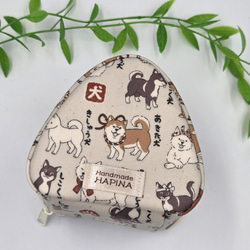 ハンドメイド おにぎりポーチ 寿司猫 おにぎりポーチ 保温保冷 猫せんべい 生成 ねこ 煎餅 おむすび入れ