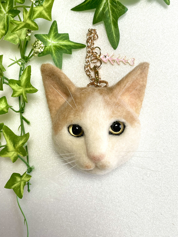 茶白猫バッグチャーム1106 羊毛フェルト 羊毛フェルト猫 茶白猫 猫