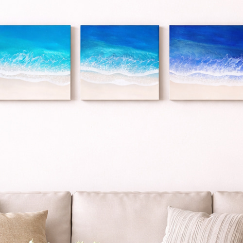 心をリセットしたい方へ 海アート レジンアート 90cm（30cm角×3枚