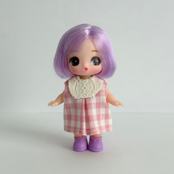 ぷちリカちゃん Aラインワンピース 花柄 1枚 ハンドメイド アウト