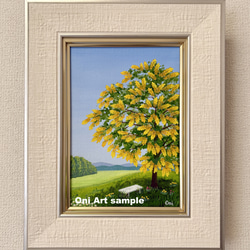 ラベンダー畑07」透明水彩画 原画 風景画 額縁付 F4サイズ 絵画 Oni