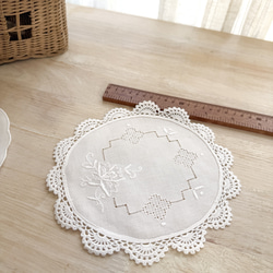レースクロス ハンドメイド テーブルセンター リネン 手刺繍 レース