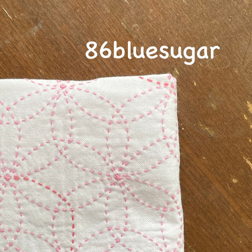 刺し子ふきん花七宝 ピンク その他キッチン小物 86bluesugar 通販