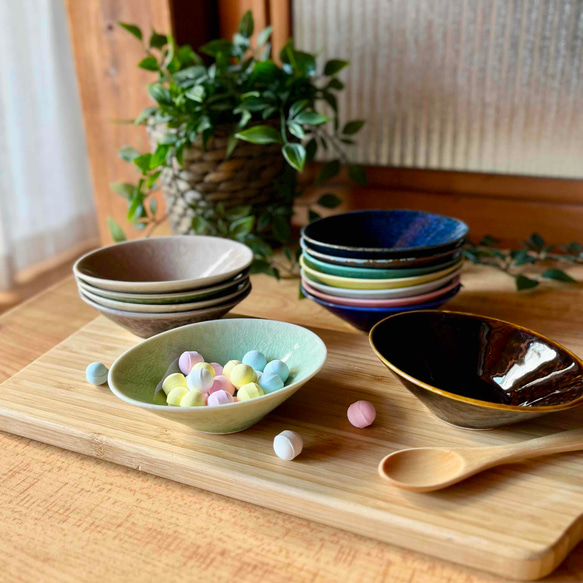 石目の3.7寸楕円鉢　和モダン　 1枚目の画像