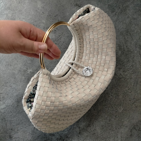 牛皮手工編織手提包 / Leather hand-woven bag「Papagena ivory」（收單後製作） 第2張的照片