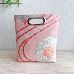 帯リメイク✴︎ショルダーバッグ✴︎ミニ財布4個セット✴︎83 帯リメイク 七宝花菱柄の帯から作ったミニバッグ／スマホショルダー