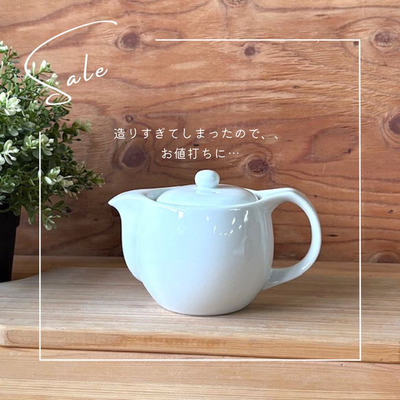 《数量限定・特別価格》丈夫で扱いやすい真っ白なティーポット（約500cc / 茶こし付き） 1枚目の画像