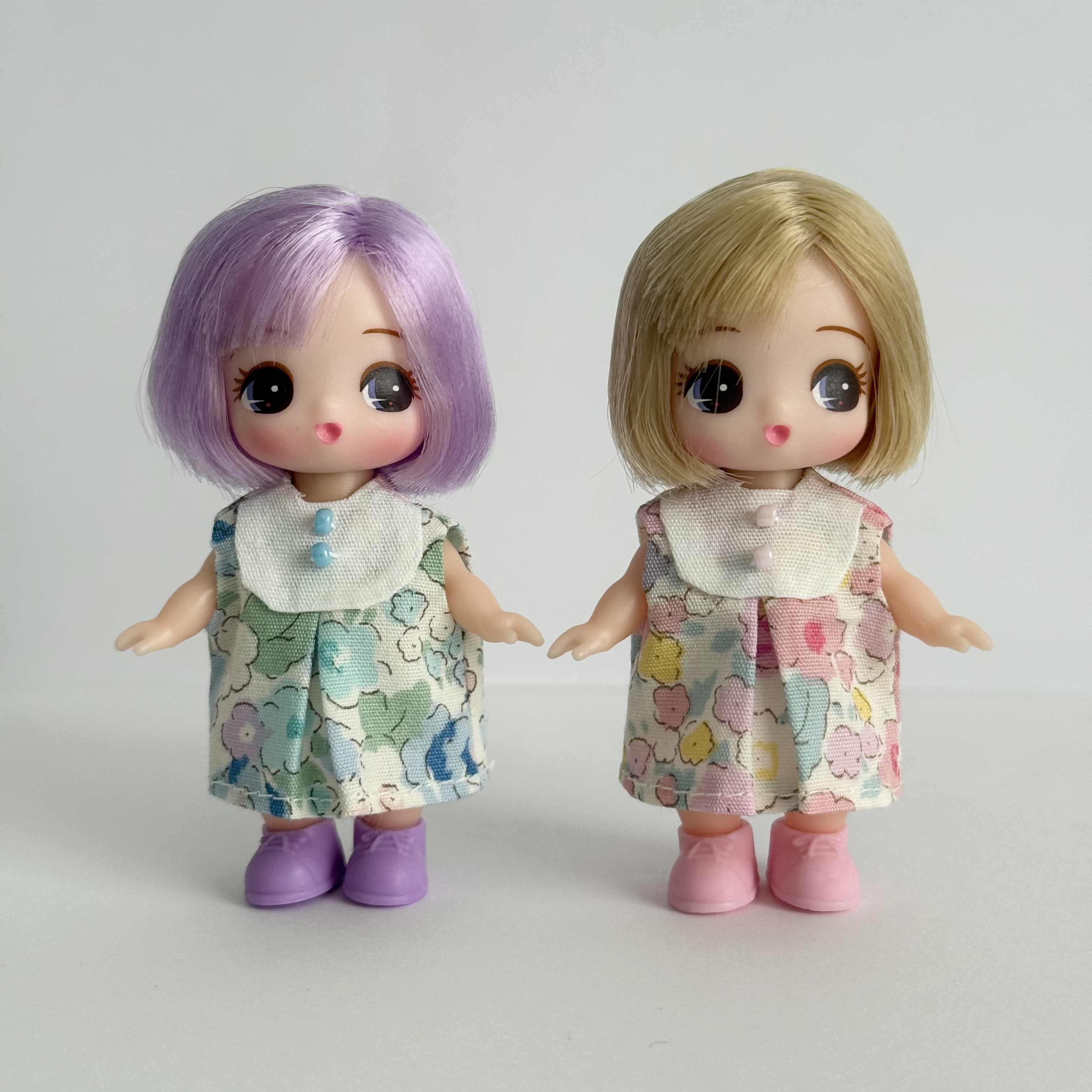 ぷちリカちゃん Aラインワンピース 花柄 1枚 ハンドメイド アウト