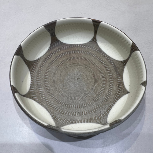 小石原焼 マット 飛び鉋 花びら模様 深皿 陶器 器 翁明窯元 和食器