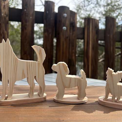 受注制作】Wood-Cut DOG 木製犬置物 インテリア 贈り物 その他置物